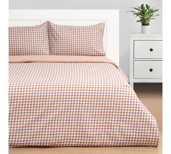Комплект постельного белья Этель дуэт, Cell 150x215см-2 шт., 225x240см, 50x70±3 см-2 шт., новосатин 10326479 1