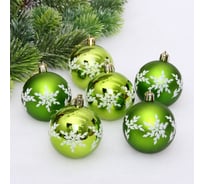 Новогодние шары Серпантин "Снежный шарм" 6 см (набор 6 шт.), Салатовый 201-4266