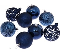 Новогодние шары Серпантин 8 см (набор 24 шт.) "Фактурный микс", сапфир 201-0883