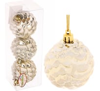 Ёлочные игрушки Серпантин "Шишки нарядные" 6 см (набор 3 шт.), золото/белый 916-705
