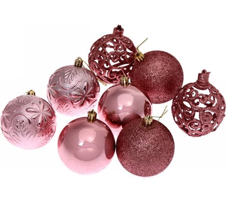 Новогодние шары Серпантин 8 см (набор 24 шт.) "Фактурный микс", розовое золото 201-0881