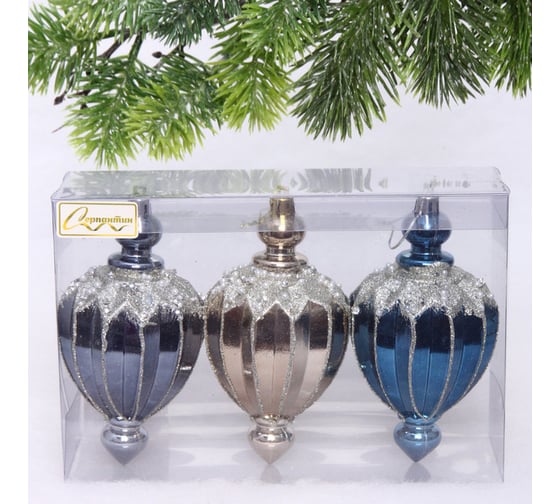 Набор украшений Серпантин SHINE "Highlights" 12x7 см (3 шт..), night blue/champagne silver/grey 916-1214