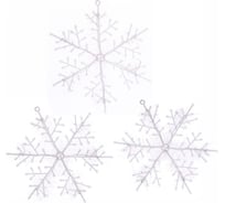 Украшение новогоднее Серпантин "Снежинка" 13 см (набор 3 шт.), Белый 196-627