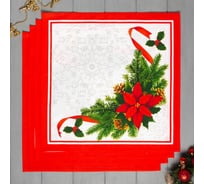 Набор салфеток Этель Рождественский бал 40x40 см, 4 шт, 100% хлопок, саржа 190 гр/м2 7015799