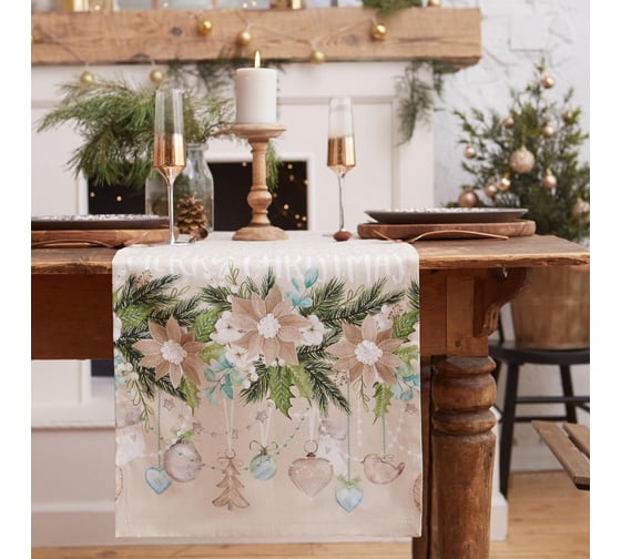 Дорожка на стол Этель "Beautiful Сhristmas" 40x147 см, 100% хлопок, саржа 190гр/м2 5135207