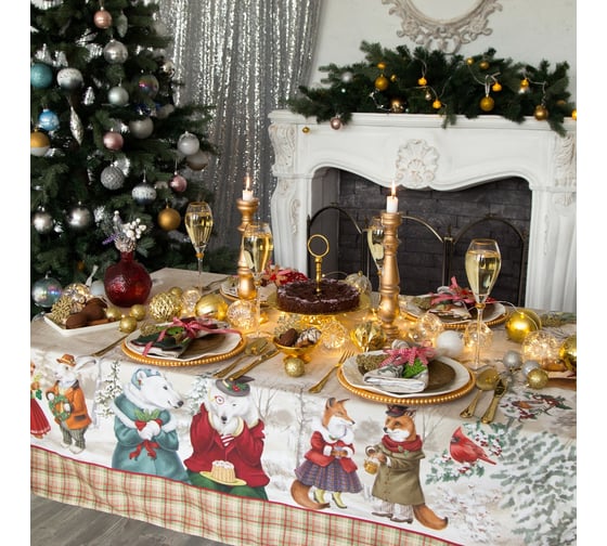 Набор столовый Этель "Winter holidays"скатерть 150x180 см +/-3 см, с ГМВО, салфетки 40x40 см - 8 шт, хлопок 100% 4496649