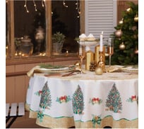 Скатерть Этель Golden Christmas d=150 +/- 3 см, с ГМВО, 100% хлопок, саржа 190 гр/м2 5072938
