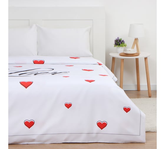 Пододеяльник Этель Love 200x215 см, сатин 128 г/м2, 100% хлопок 10277964 1