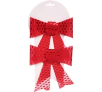 Бант на елку Серпантин "Сияние" 13*16 см, набор 2 шт, Красный 185-0773