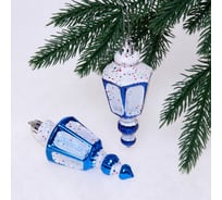 Елочные игрушки Серпантин "Фонарик" 11 см, набор 2 шт, синий 916-0377