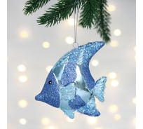 Елочная игрушка Серпантин "Волшебная рыбка" 10*2,5*10 см, Голубой 107-6086
