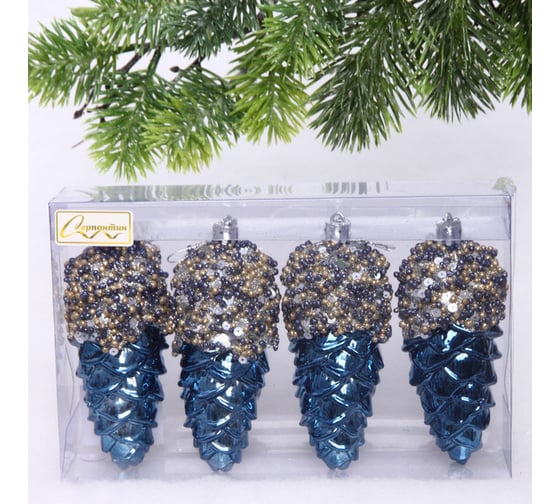 Набор украшений Серпантин SHINE "Forest miracle" 11 см, 4 шт., night blue 916-1219