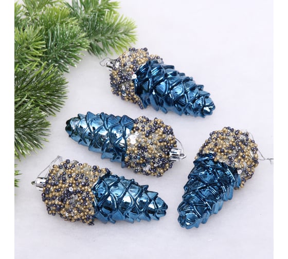Набор украшений Серпантин SHINE "Forest miracle" 11 см, 4 шт., night blue 916-1219