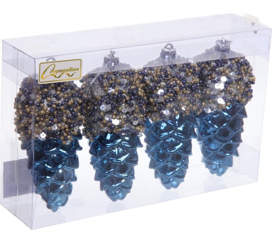 Набор украшений Серпантин SHINE "Forest miracle" 11 см, 4 шт., night blue 916-1219