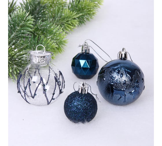 Набор шаров Серпантин "Winter magic" 6 см + 4 см, 24 предмета, Сапфир 201-3123