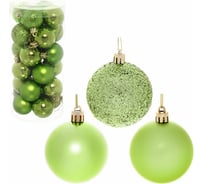 Новогодние шары Серпантин 6 см, набор 24 шт., "Микс фактур", салатовый 201-0648
