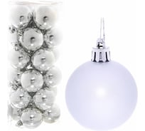 Новогодние шары Серпантин 5 см, набор 24 шт., "Глянец", серебро 201-0633