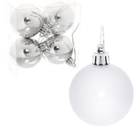 Новогодние шары Серпантин 5 см, набор 4 шт., "Глянец", серебро 183-848