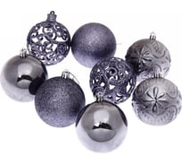 Новогодние шары Серпантин 8 см, набор 24 шт., "Фактурный микс", графит 201-0882