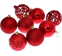 Новогодние шары Серпантин 8 см, набор 24 шт., "Фактурный микс", красный 201-0879