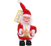 Дед Мороз музыкальный Серпантин 21 см в красной шубе, работает от 3*ААА - в комплект не входят 215-788