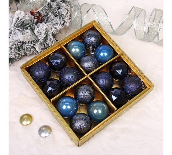 Новогодние шары Серпантин "Зимняя вечеринка" 6 см, набор 16 шт, Сапфир 201-4275 1