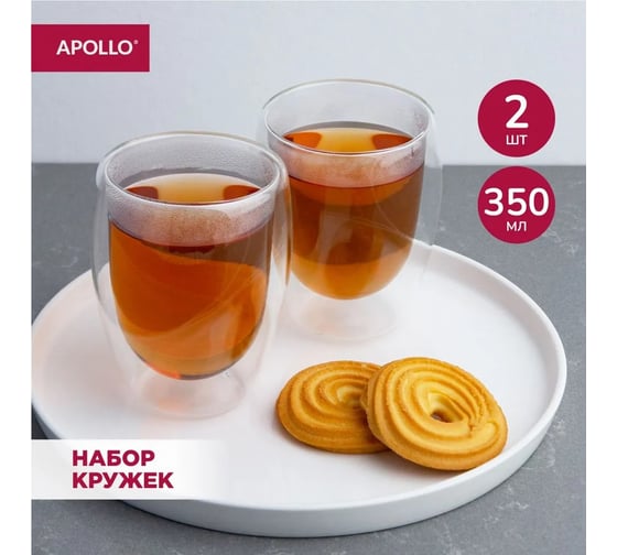 Набор бокалов APOLLO с двойными стенками Latte 350 мл 2 предмета LTT-350 1