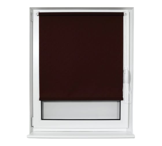 Рулонная штора BRABIX 60х175 см, текстура-лён, защита 55-85%, 200 г/м2, коричневый S-17 605987 1