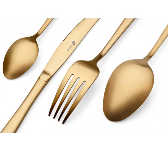Набор столовых приборов APOLLO Lungo Matt Gold 16 предметов, на 4 персоны LMG-16