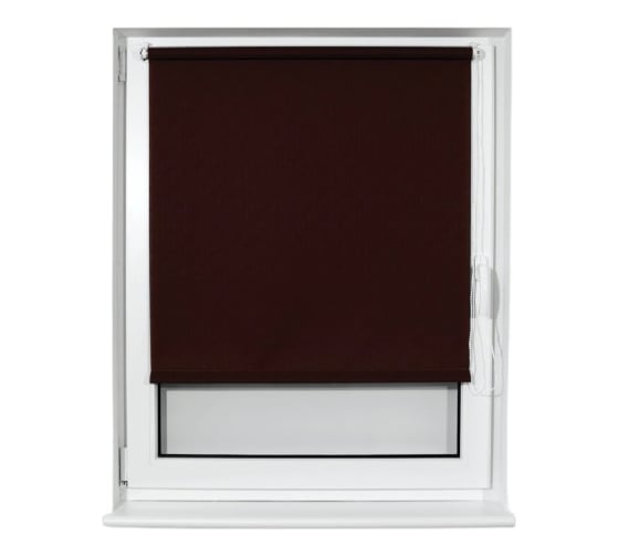 Рулонная штора BRABIX 80х175 см, текстура-лён, защита 55-85%, 200 г/м2, коричневый S-17 605997 1