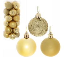 Новогодние шары Серпантин 5 см, 24 шт., Микс фактур, золото 201-0636