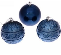 Новогодние шары Серпантин 8 см, 3 шт., Микс фактур, сапфир 201-0849