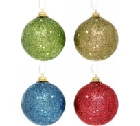Новогодние шары Серпантин 5 см, 4 шт., Блестящее напыление, микс цветов 201-0537