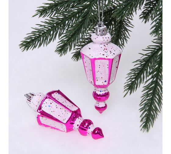 Ёлочные игрушки Серпантин Фонарик 11 см, 2 шт., фуксия 916-0378