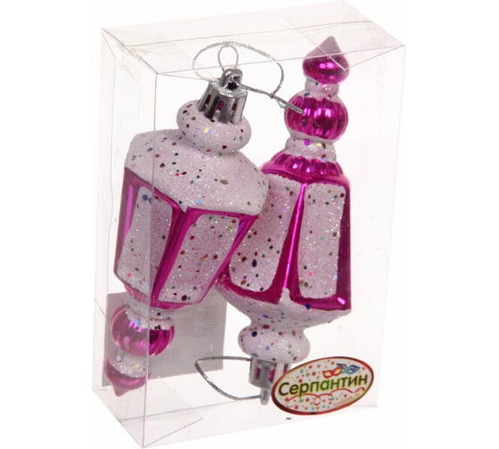 Ёлочные игрушки Серпантин Фонарик 11 см, 2 шт., фуксия 916-0378