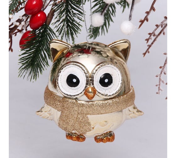 Ёлочная игрушка Серпантин Мудрая сова 10х5х10 см, шампань 916-0740