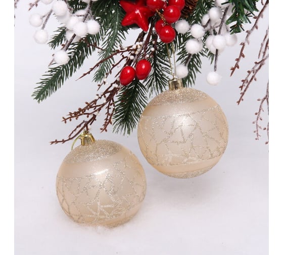 Набор украшений Серпантин SHINE Brilliant pattern 8 см, 2 шт., light champagne 201-1991 1