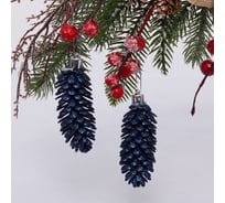 Ёлочные игрушки Серпантин Шишки блестящие 9 см, 2 шт., сапфир 916-0482