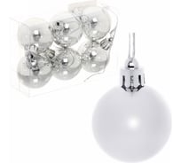 Новогодние шары Серпантин 4 см, 6 шт., Глянец, серебро 183-834