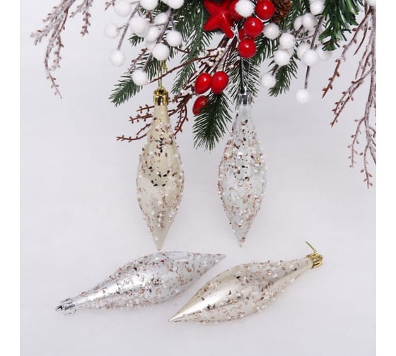 Набор украшений Серпантин SHINE Shining icicles 14.5x4 см, 4 шт., light champagne/silver 201-1938