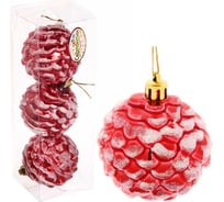 Ёлочные игрушки Серпантин Шишки нарядные 6 см, 3 шт., красный/белый 916-706