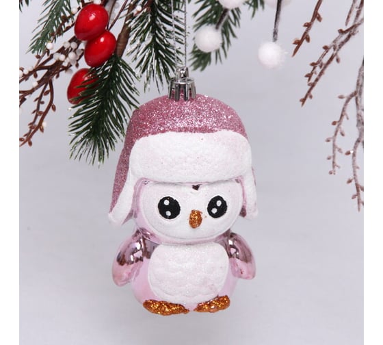 Ёлочная игрушка Серпантин Милый пингвинёнок 12х7х12 см, розовый 916-0823
