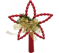 Звезда на ёлку Серпантин Ангел с бантом 11.5х14.5 см, Красный 201-1102