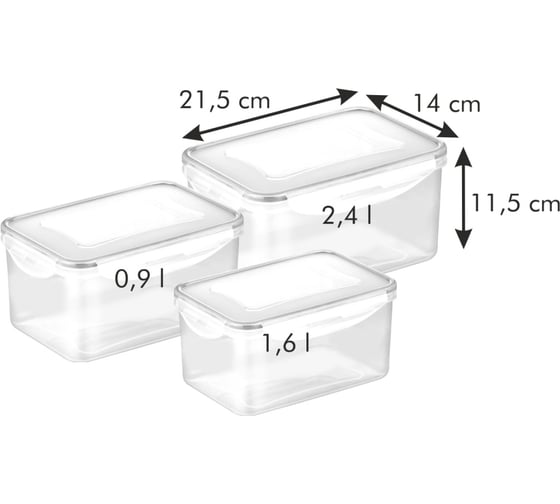 Контейнер Tescoma Freshbox 3 шт 0.9, 1.6, 2.4 л, глубокий 892106
