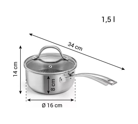 Сотейник Tescoma SteelCRAFT с крышкой диаметр 16 см, 1.5 л 780580