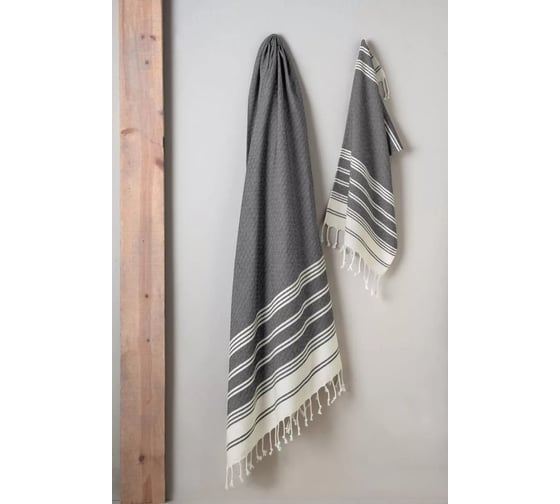 Набор полотенец Arya Home Arya с бахромой, 38x68, 2 шт., Diamond серый 8680943226303