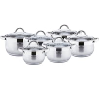 Набор посуды Bella Cucina, 12 предметов, 2,1 л, 2,9 л, 2,9 л, 3,9 л, 3,9 л, 6,6 л, нержавеющая сталь BC-2087 2087-BC