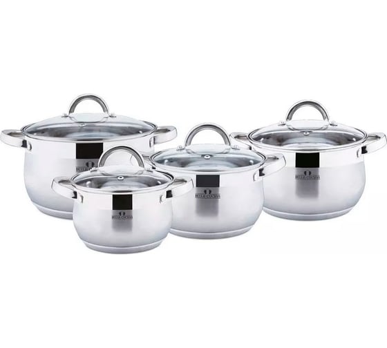 Набор посуды Bella Cucina, 8 предметов, 2,1 л, 2,9 л, 3,9 л, 6,6 л, нержавеющая сталь BC-2086 2086-BC 1