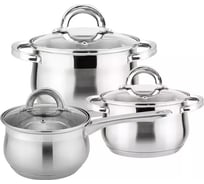 Набор посуды Bella Cucina, 6 предметов, 2,9 л, 3,9 л, ковш 2,1 л, нержавеющая сталь BC-2127 2127-BC