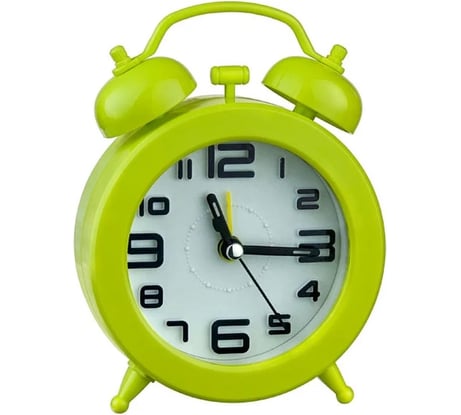 Часы-будильник Perfeo Quartz PF-TC-015, круглые диам. 9,5 см, зелёные 30015237